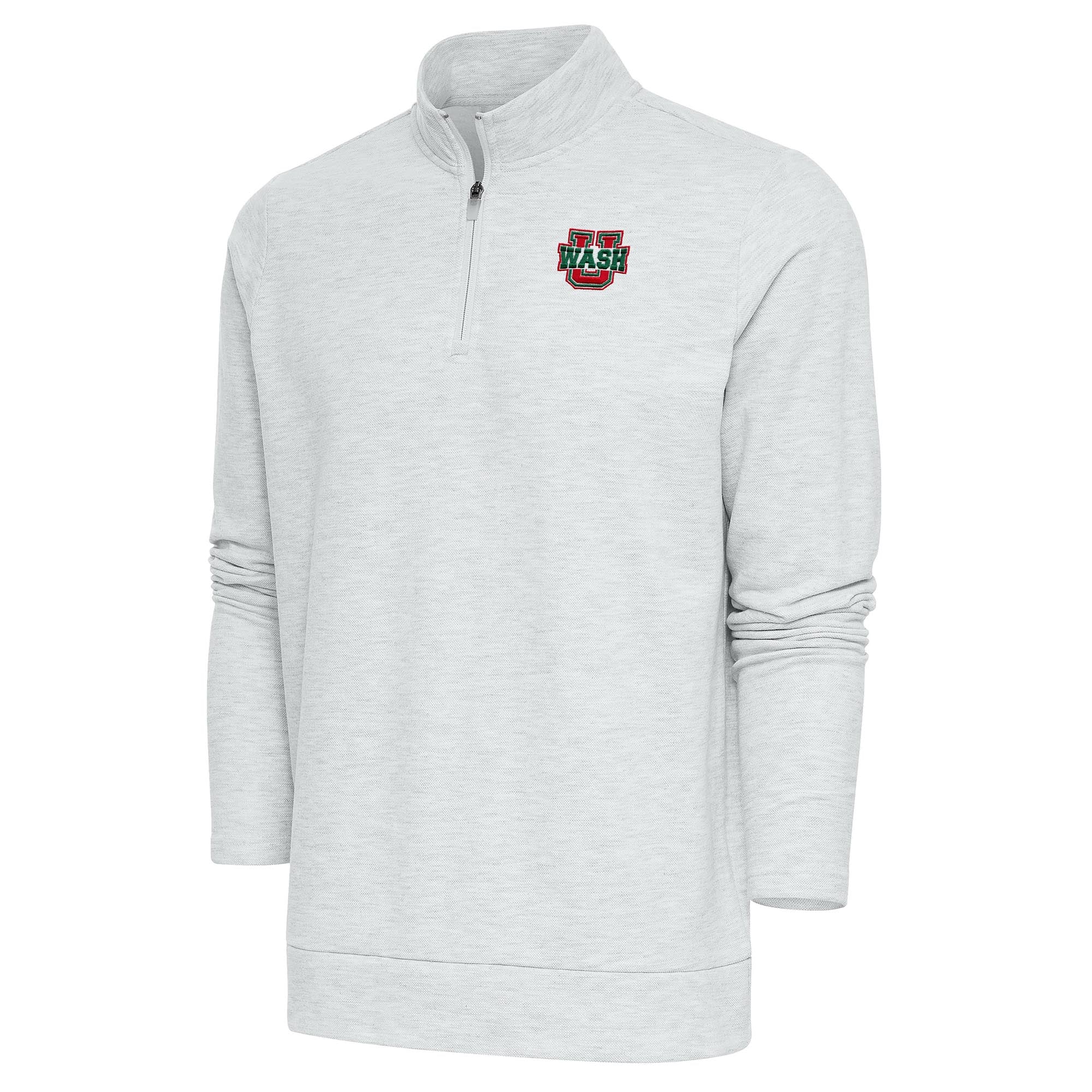 Men's Antigua Heather Gray WashU Gambit Quarter-Zip Pullover Top