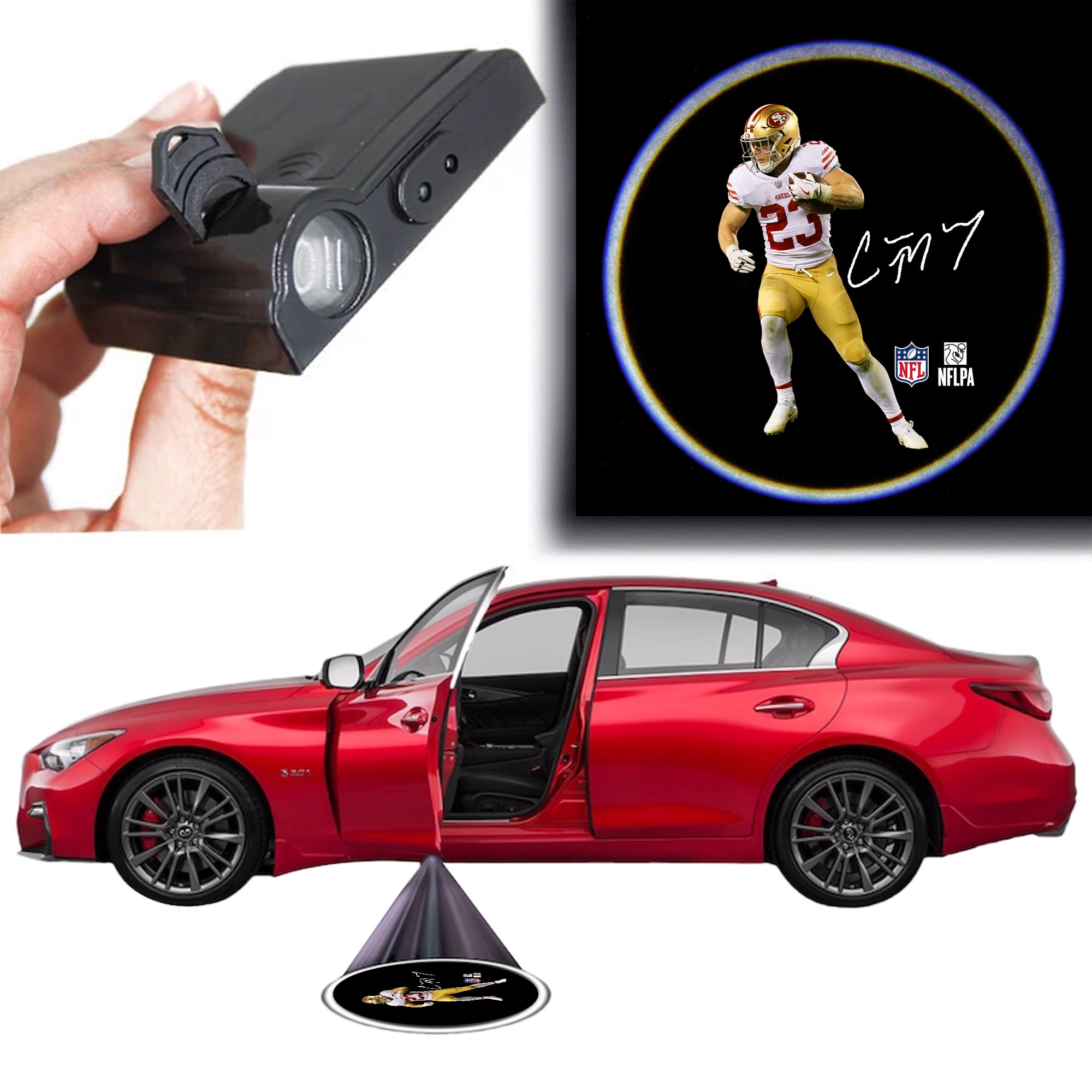 Christian McCaffrey San Francisco 49ers Player LED Car Door Light
