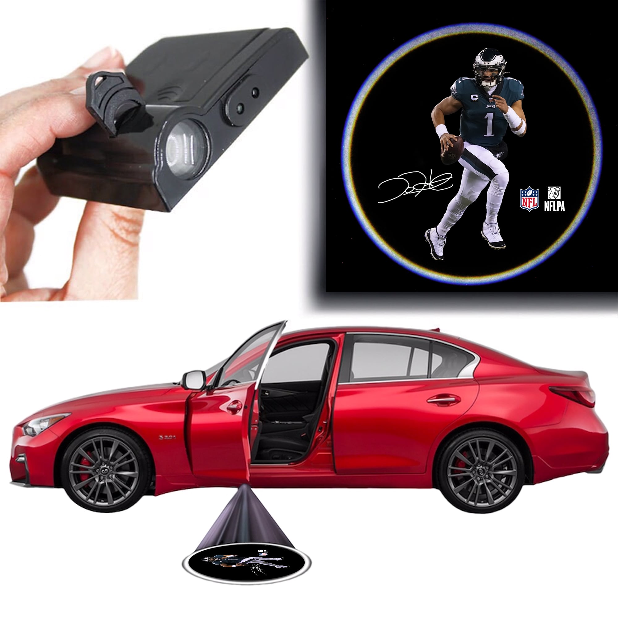 Jalen Hurts Philadelphia Eagles Player LED Car Door Light