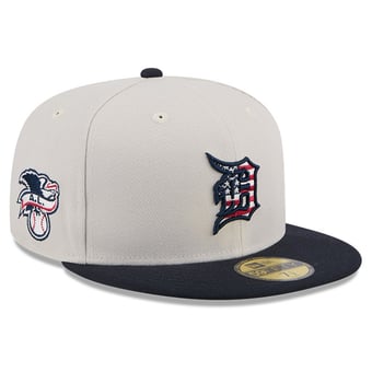 Men's New Era Khaki/Black Detroit Tigers 2024 Fourth of July 59FIFTY Fitted Hat