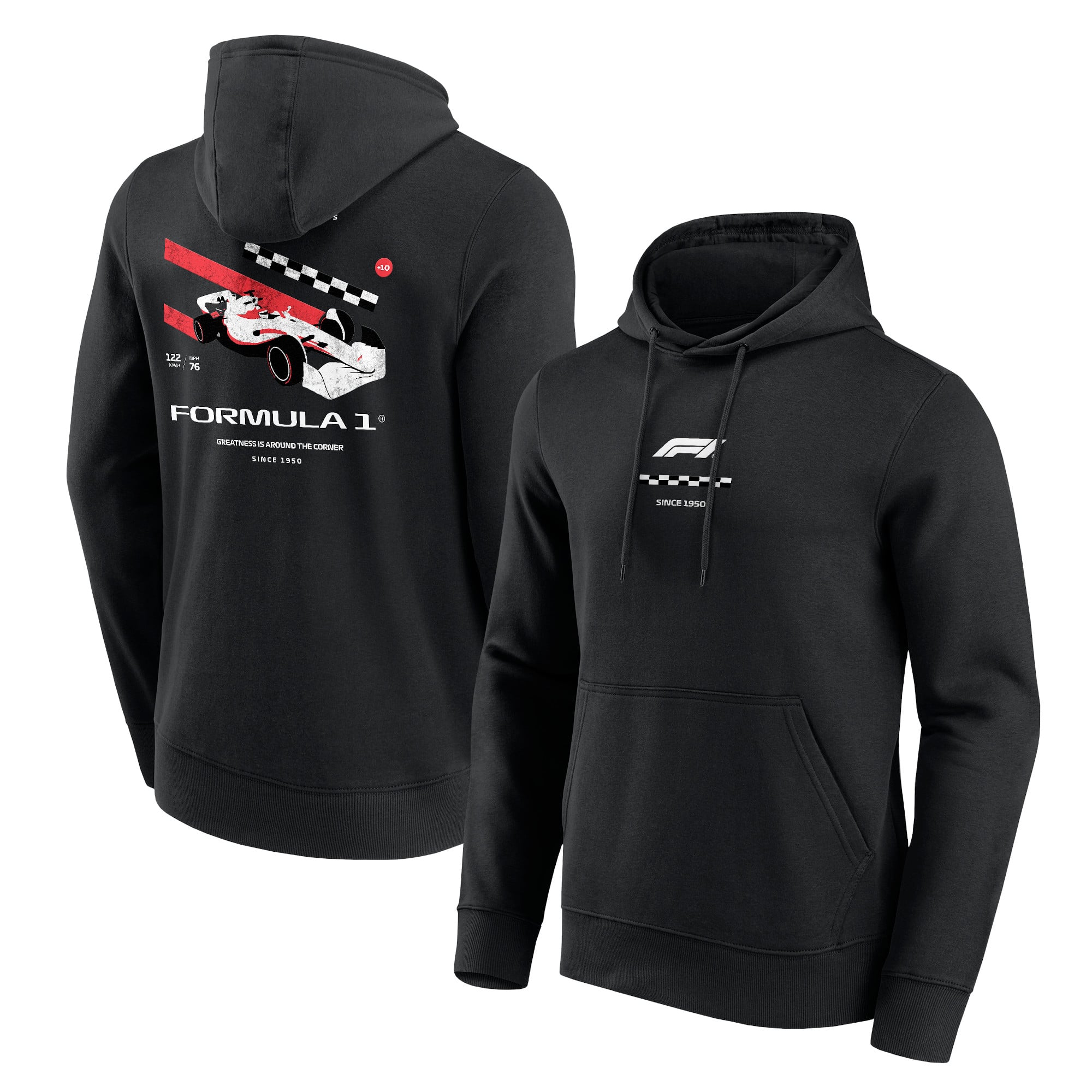 Formel-1-Hoodie mit Distressed-Car-Grafik