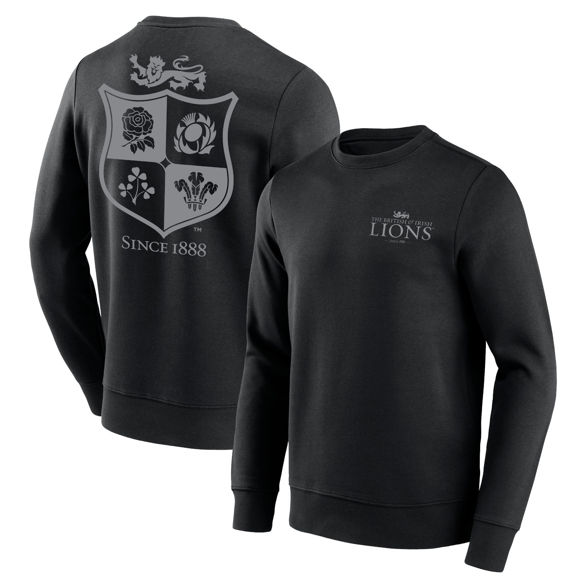 British & Irish Lions Large Mono Graphic Crew Sweatshirt - Black: retailer-supplied image
