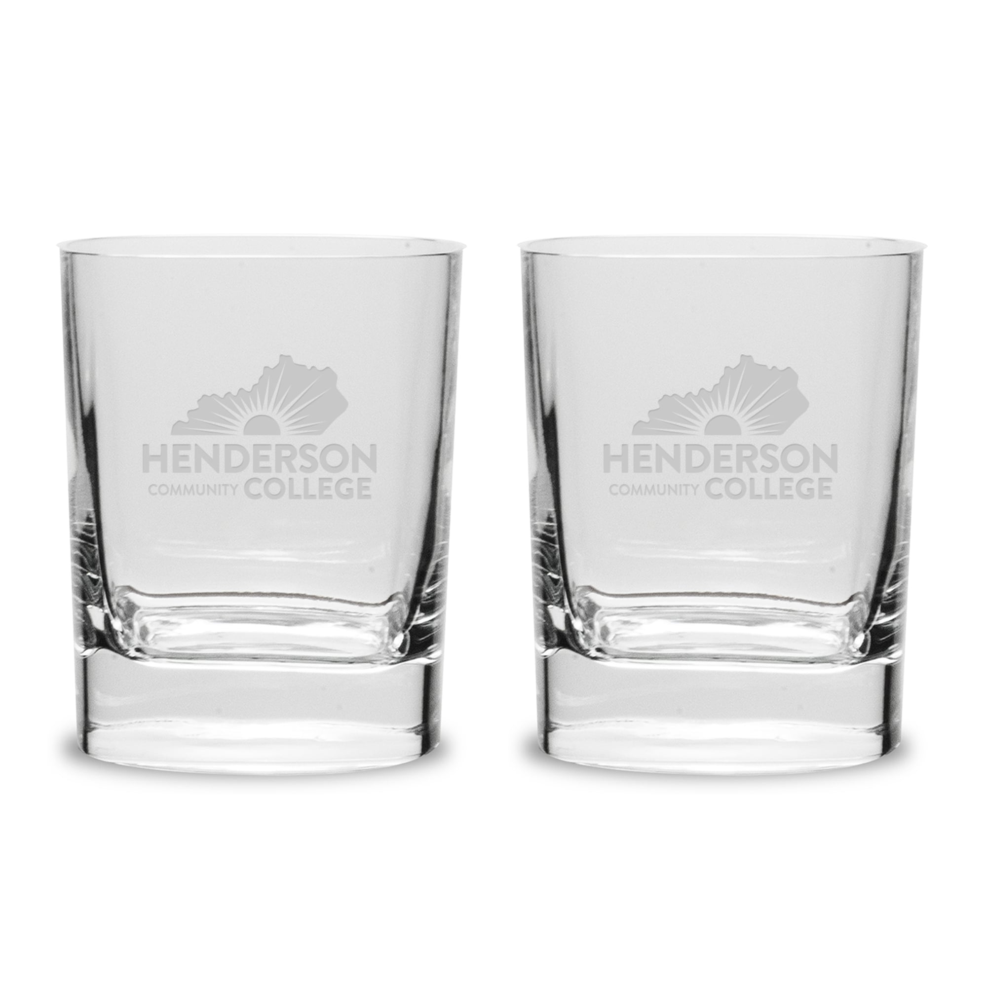 Henderson Community College 2-Piece 11.75oz. Luigi Bormioli Square Round Double Old Fashion Set
