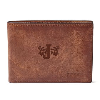 Fossil  Brown Jefferson Community College Cannoneers Derrick Front Pocket Bifold Wallet
