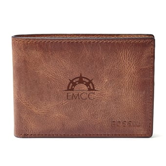 Fossil  Brown EMCC Golden Eagles Derrick Front Pocket Bifold Wallet