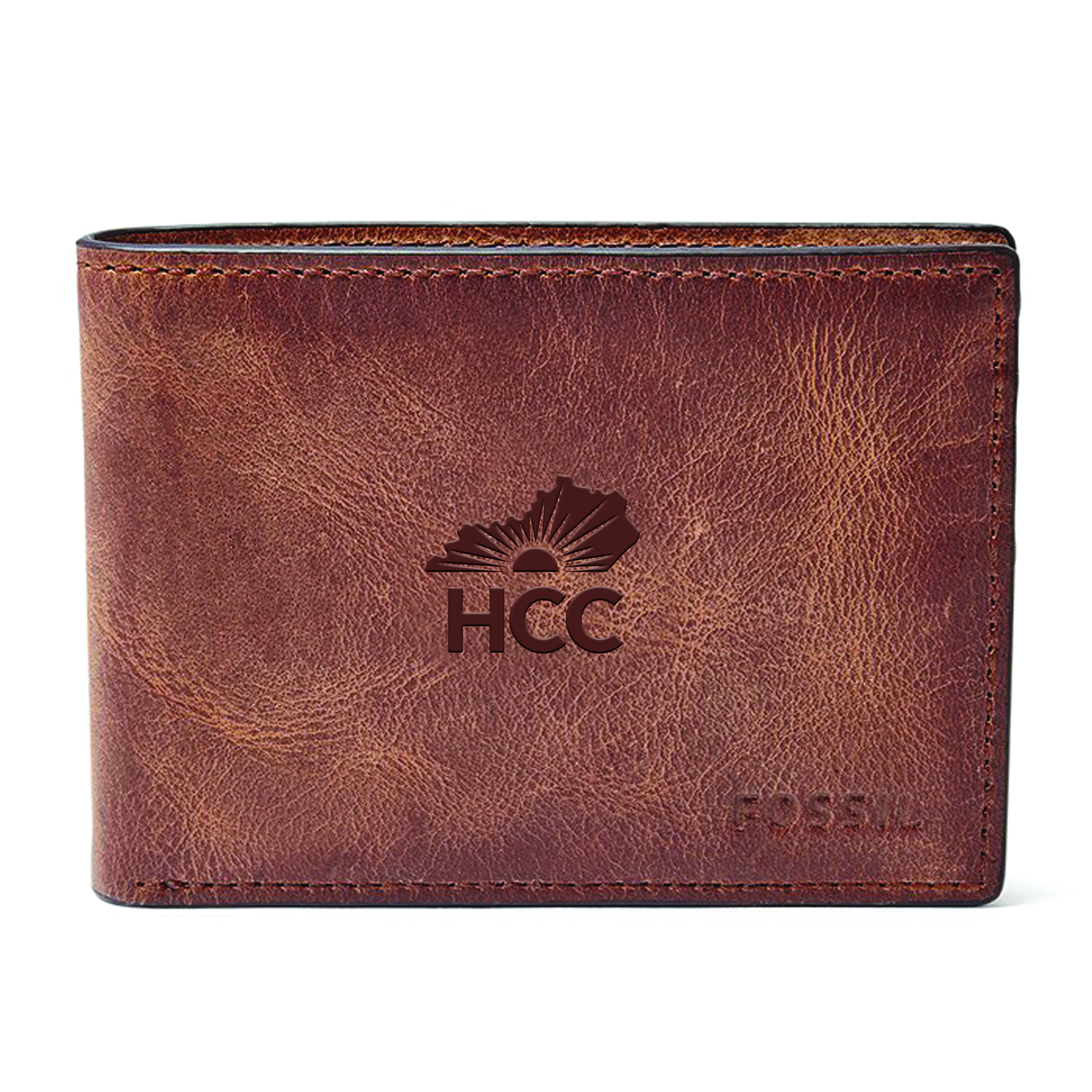 Fossil  Brown Henderson Community College Derrick Front Pocket Bifold Wallet