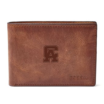 Fossil  Brown Central Alabama Community College Trojans Derrick Front Pocket Bifold Wallet