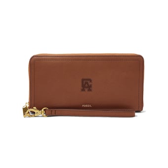 Women's Fossil  Brown Central Alabama Community College Trojans Logan RFID Zip-Around Leather Clutch