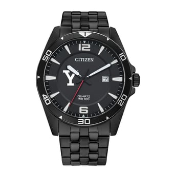 Men's  Yale Bulldogs Quartz Black-Tone Stainless Steel Watch