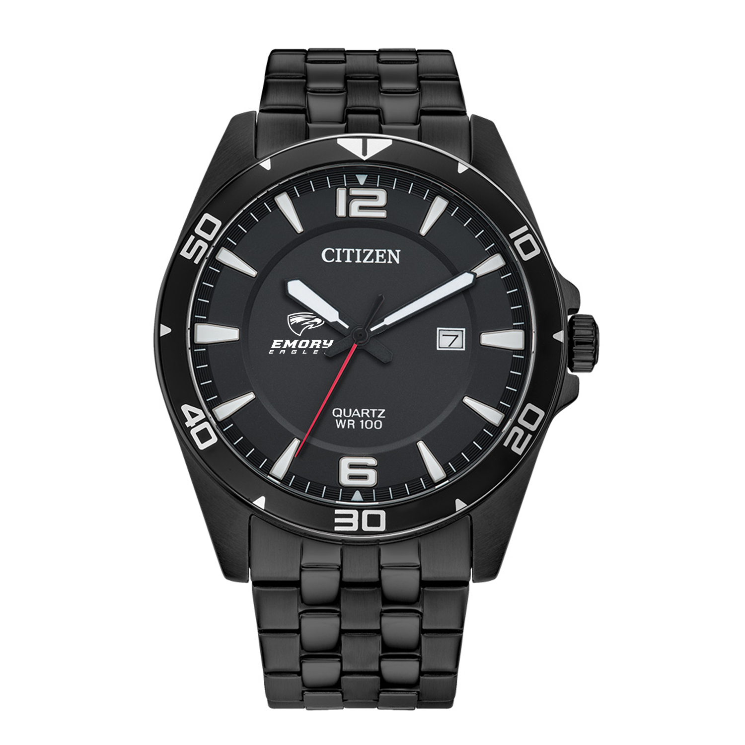 Men's  Emory Eagles Quartz Black-Tone Stainless Steel Watch