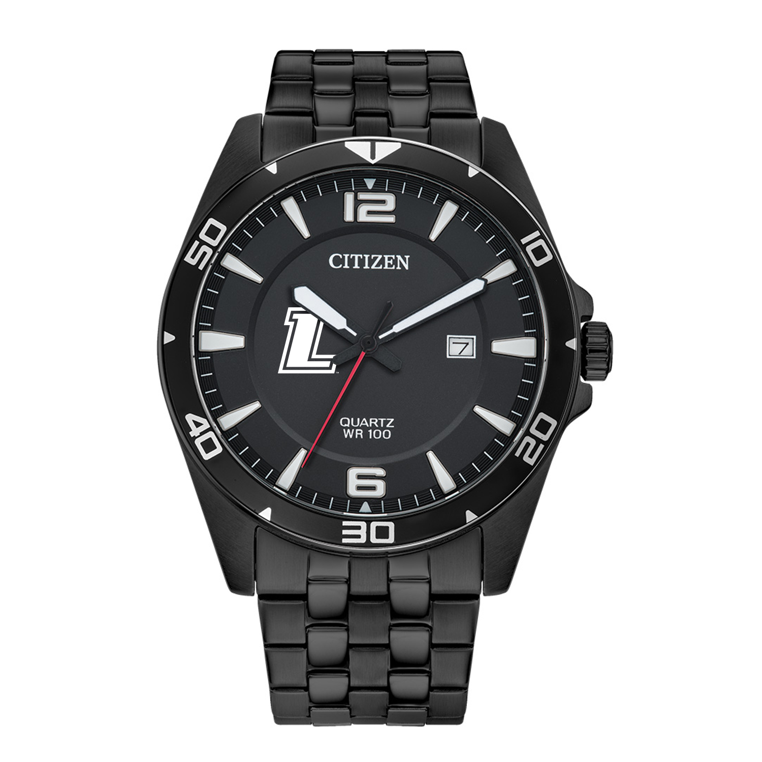 Men's  Loyola Greyhounds Quartz Black-Tone Stainless Steel Watch