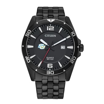 Men's  Southern University Jaguars Quartz Black-Tone Stainless Steel Watch