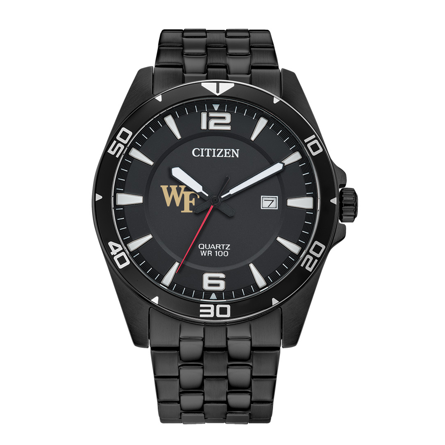 Men's  Wake Forest Demon Deacons Quartz Black-Tone Stainless Steel Watch