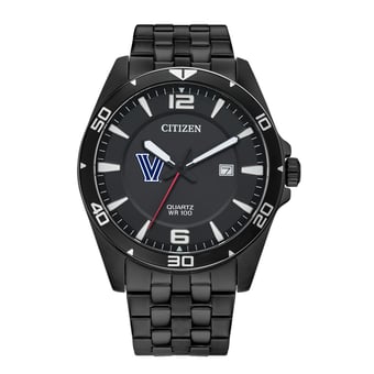 Men's  Villanova Wildcats Quartz Black-Tone Stainless Steel Watch