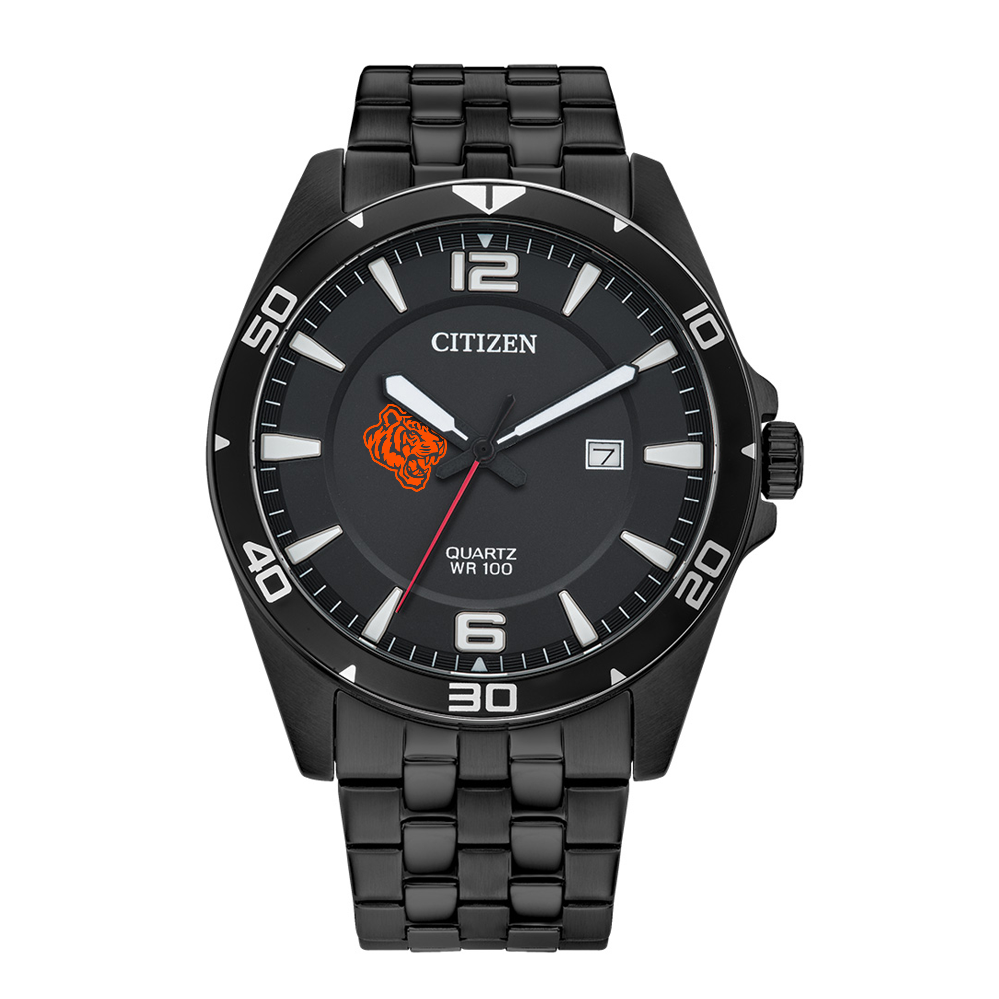 Men's  Savannah State Tigers Quartz Black-Tone Stainless Steel Watch