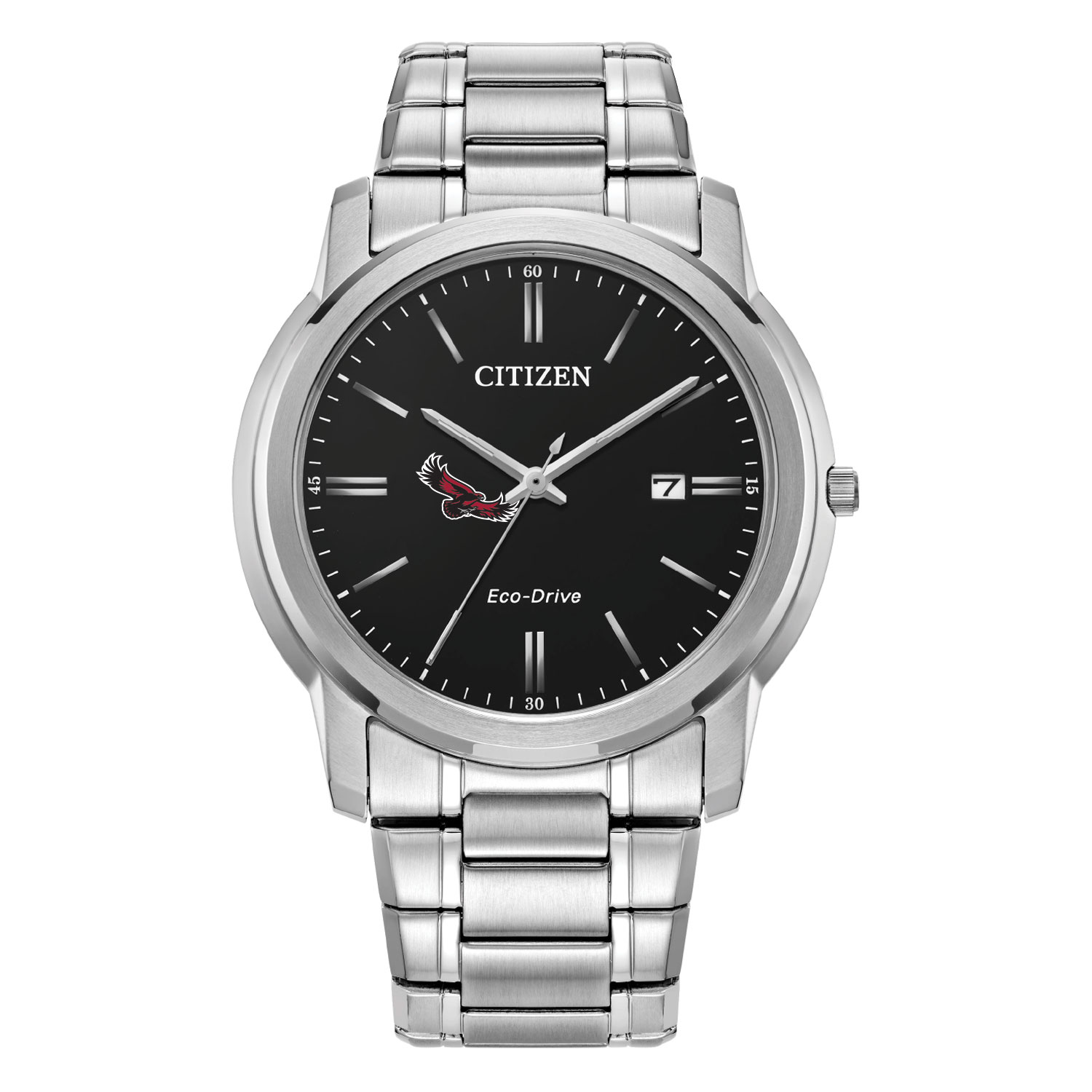 Men's Citizen Watch  Silver Saint Joseph's Hawks Eco-Drive Black Dial Stainless Steel Watch