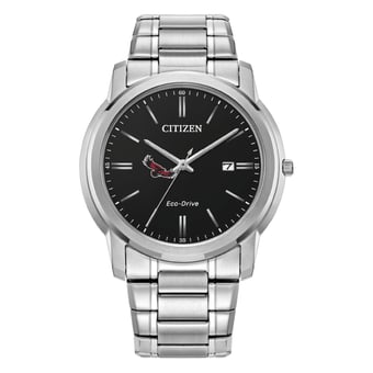 Men's Citizen Watch  Silver Saint Joseph's Hawks Eco-Drive Black Dial Stainless Steel Watch