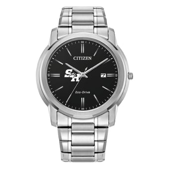 Men's Citizen Watch  Silver Sam Houston State Bearkats Eco-Drive Black Dial Stainless Steel Watch