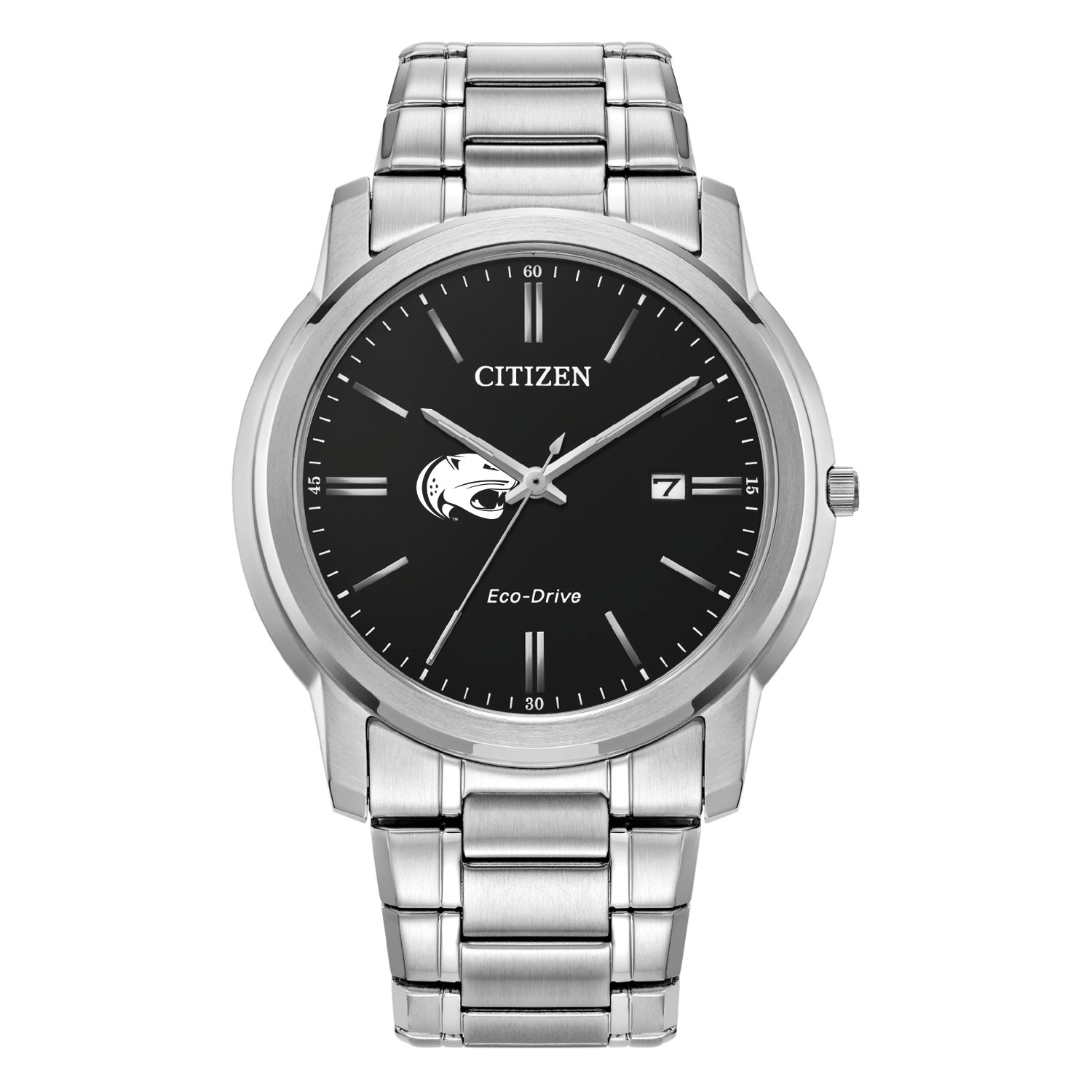 Men's Citizen Watch  Silver South Alabama Jaguars Eco-Drive Black Dial Stainless Steel Watch