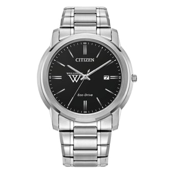 Men's Citizen Watch  Silver Wellesley Blue Eco-Drive Black Dial Stainless Steel Watch
