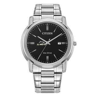 Men's Citizen Watch  Silver Le Moyne Dolphins Eco-Drive Black Dial Stainless Steel Watch