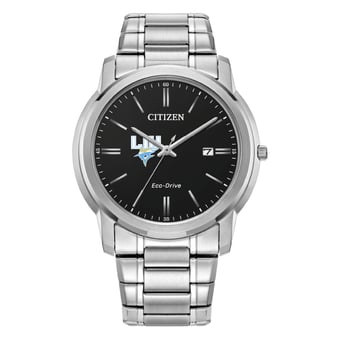 Men's Citizen Watch  Silver LIU Sharks Eco-Drive Black Dial Stainless Steel Watch