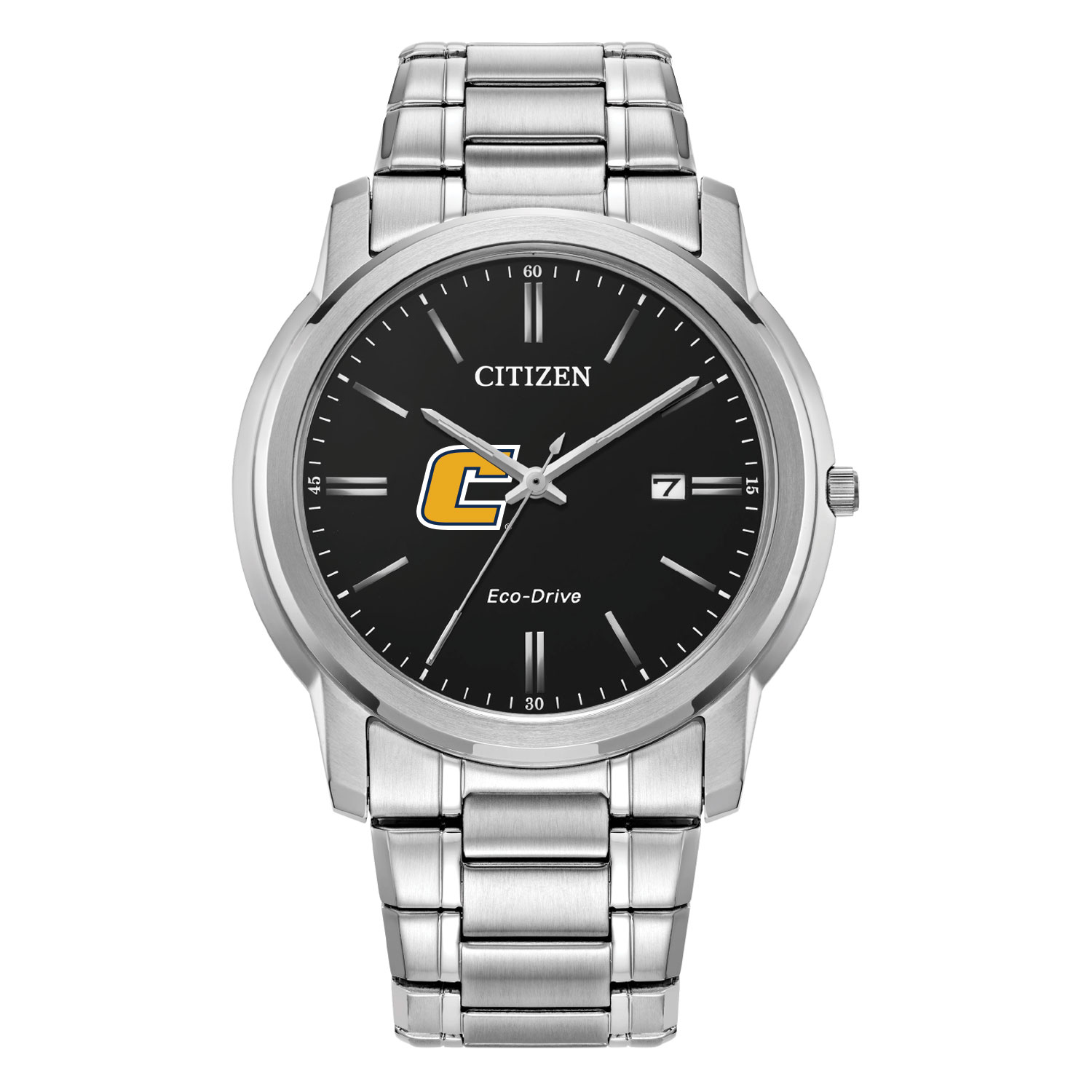 Men's Citizen Watch  Silver Tennessee Chattanooga Mocs Eco-Drive Black Dial Stainless Steel Watch