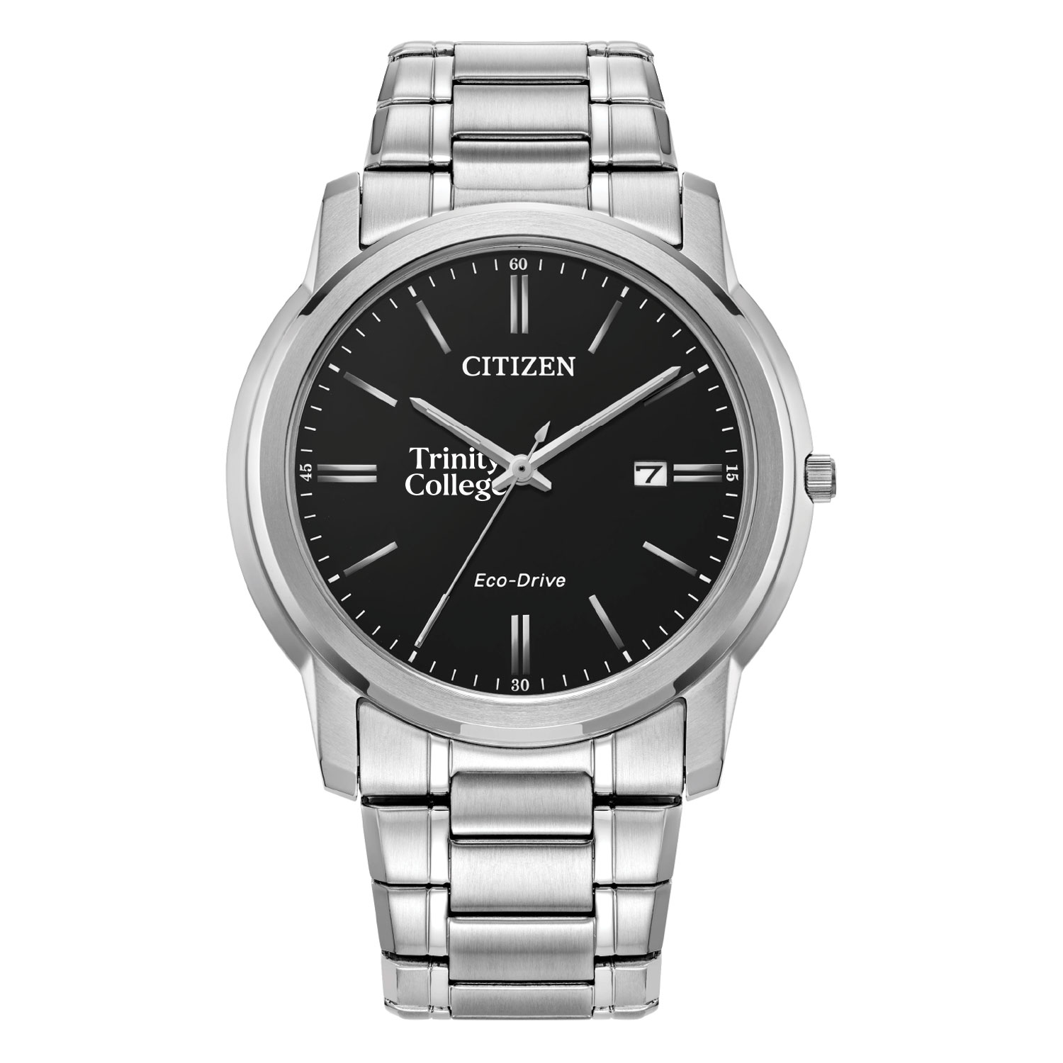 Men's Citizen Watch  Silver Trinity Bantams Eco-Drive Black Dial Stainless Steel Watch