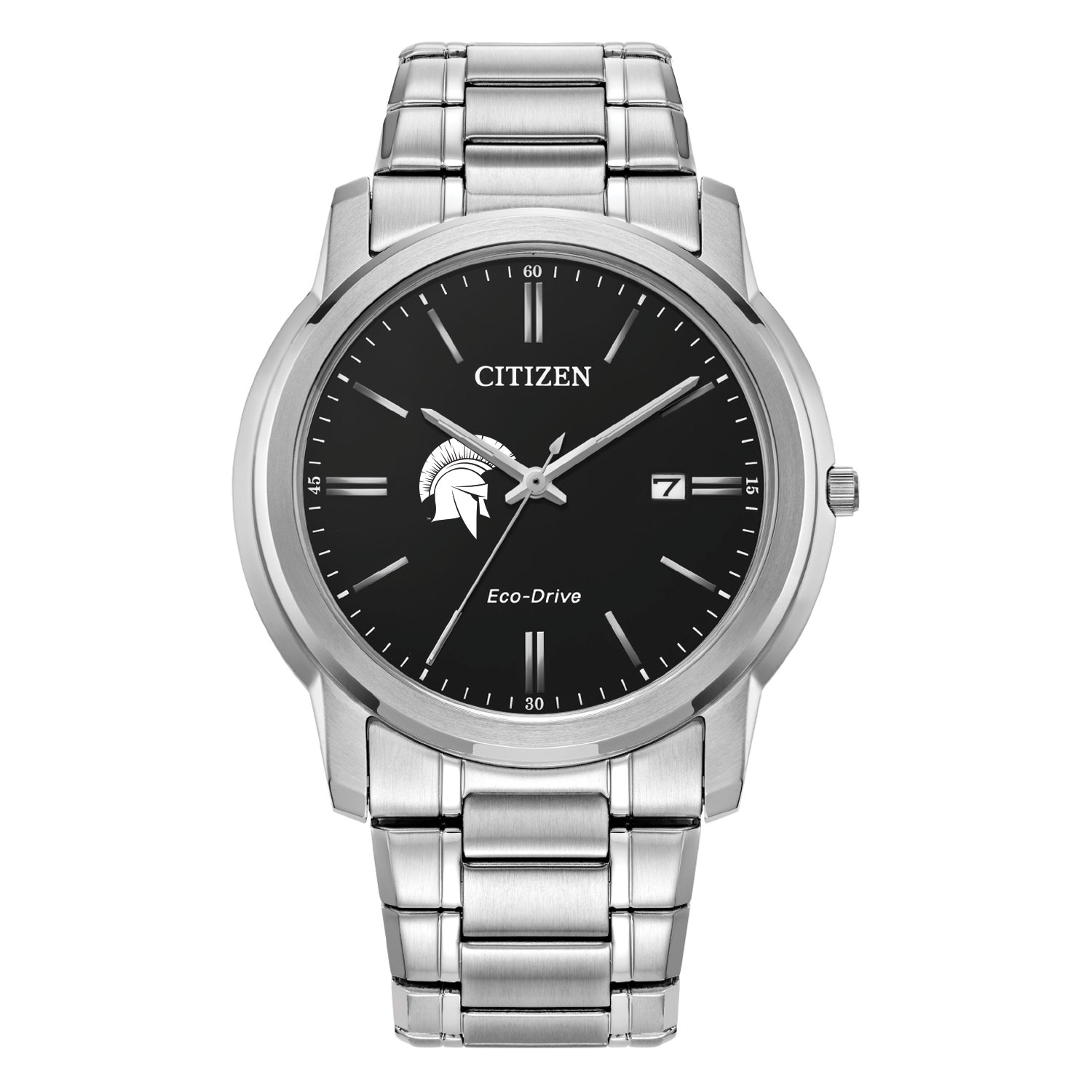 Men's Citizen Watch  Silver Case Western Reserve Spartans Eco-Drive Black Dial Stainless Steel Watch