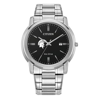 Men's Citizen Watch  Silver Case Western Reserve Spartans Eco-Drive Black Dial Stainless Steel Watch