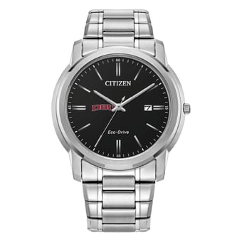 Men's Citizen Watch  Silver Dallas Baptist Patriots Eco-Drive Black Dial Stainless Steel Watch