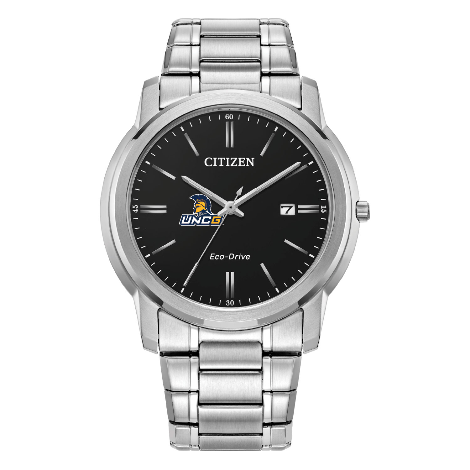 Men's Citizen Watch  Silver UNCG Spartans Eco-Drive Black Dial Stainless Steel Watch