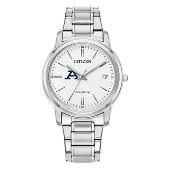 Women's Citizen Watch  Silver Akron Zips Eco-Drive White Dial Stainless Steel Watch