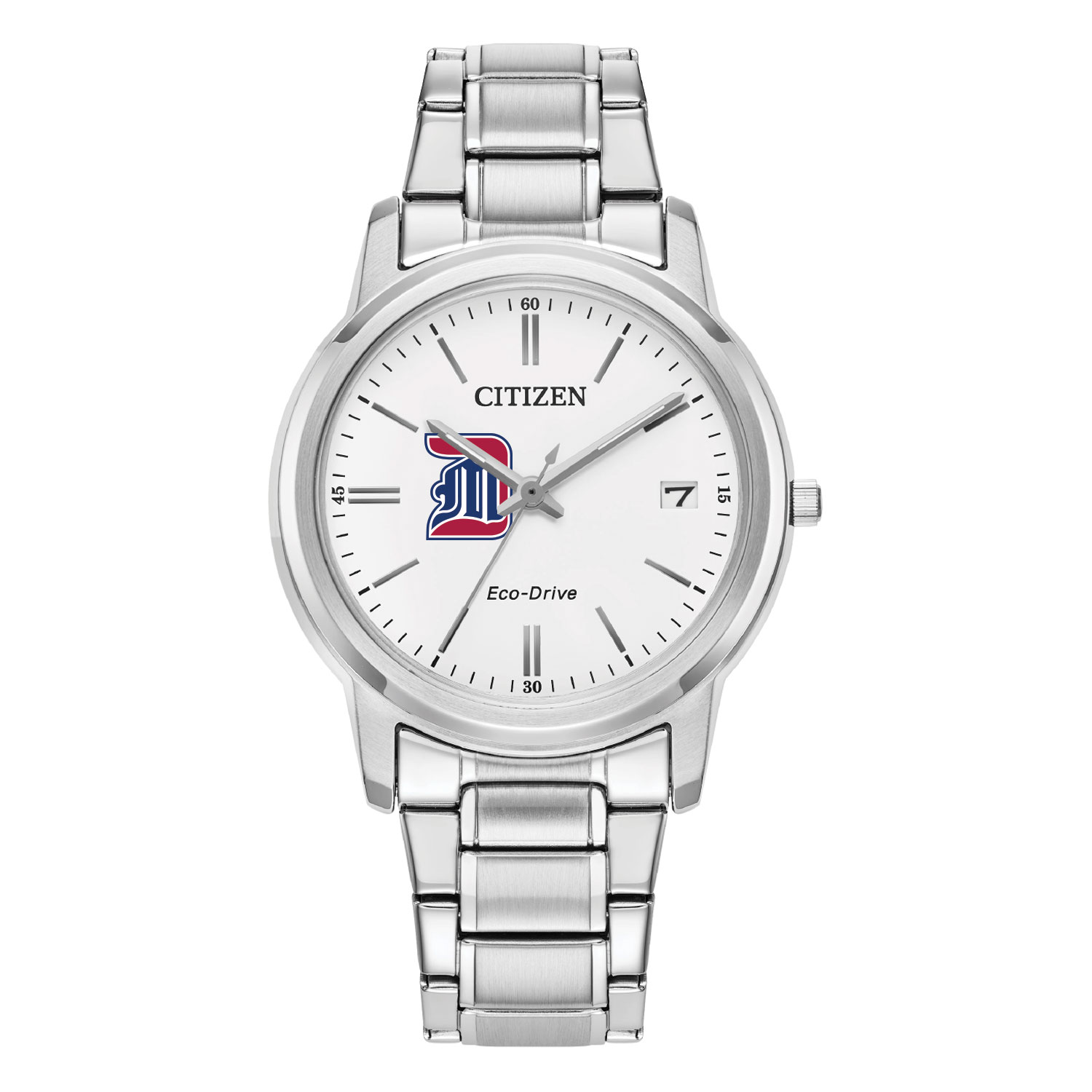 Women's Citizen Watch  Silver Detroit Mercy Titans Eco-Drive White Dial Stainless Steel Watch