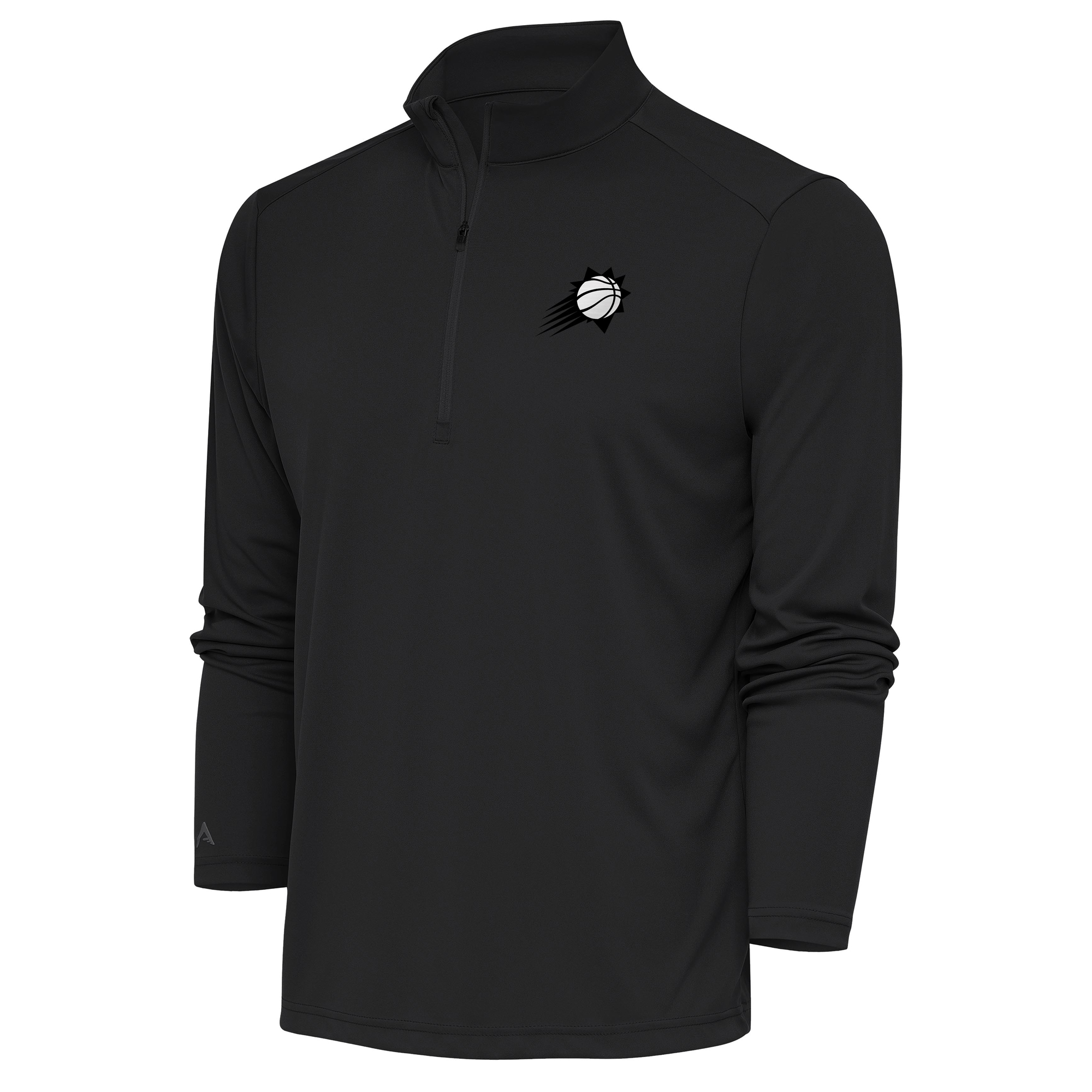 Men's Antigua Charcoal Phoenix Suns Metallic Logo Tribute Quarter-Zip Top