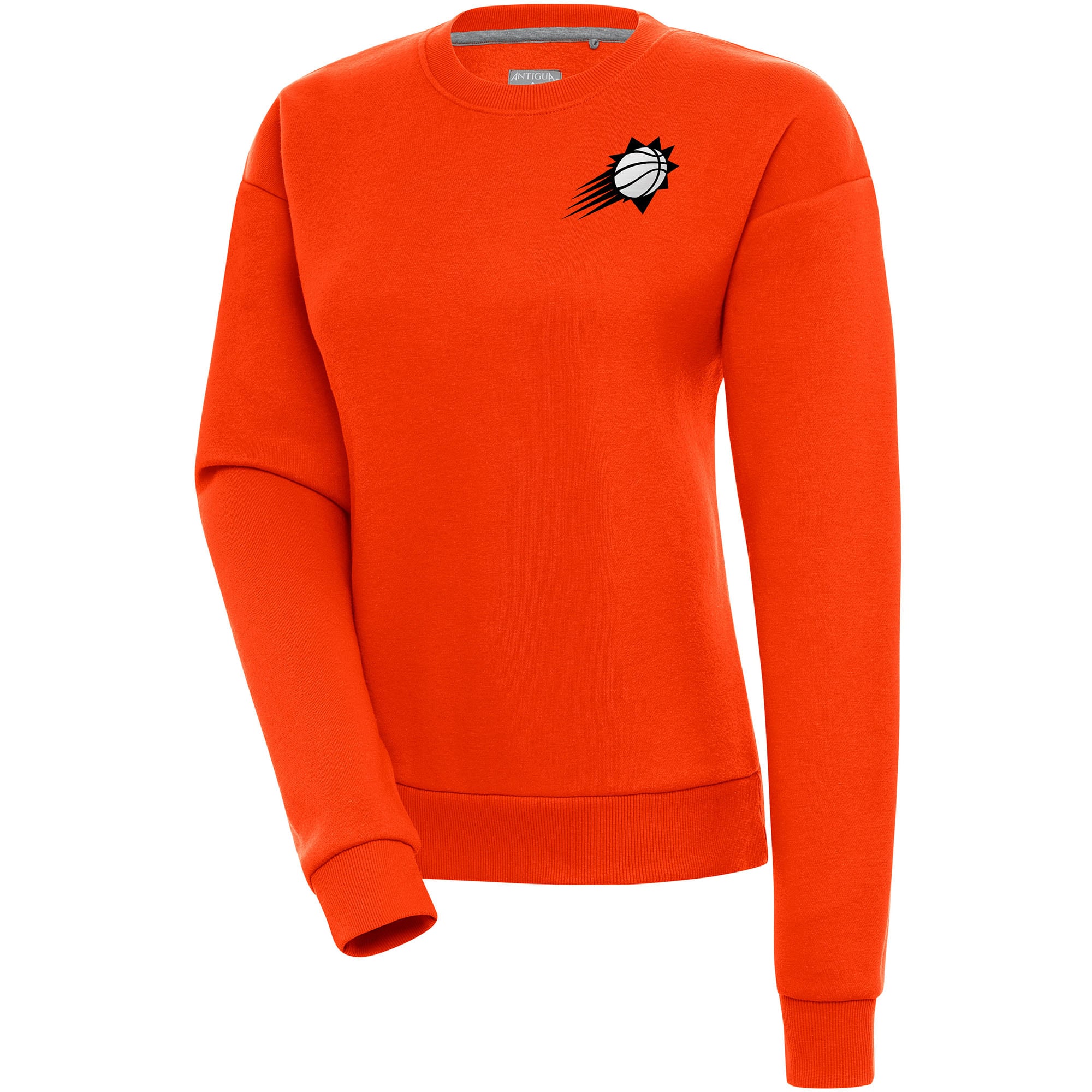 Women's Antigua  Orange Phoenix Suns Brushed Metallic Victory Pullover Sweatshirt