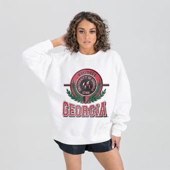 Women's Gameday Couture  White Georgia Bulldogs Hot Shot Fleece Pullover Sweatshirt