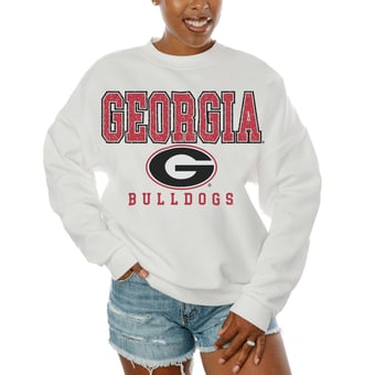 Women's Gameday Couture  White Georgia Bulldogs Freestyle Fleece Pullover Sweatshirt