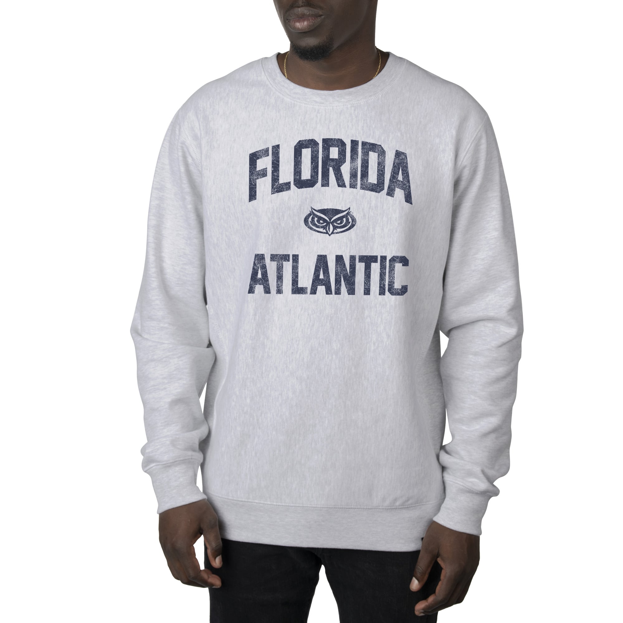 Men's Uscape Apparel Heather Gray Florida Atlantic Owls Premium Heavyweight Crew Neck Sweatshirt
