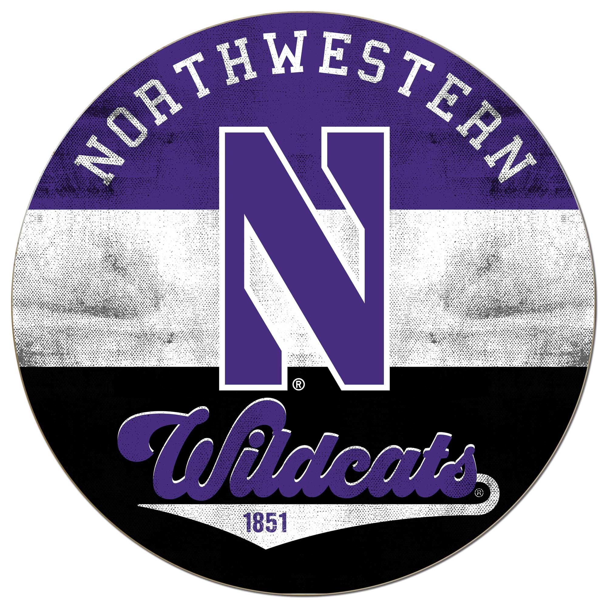 Northwestern Wildcats 20'' x 20'' Retro Logo Circle Sign