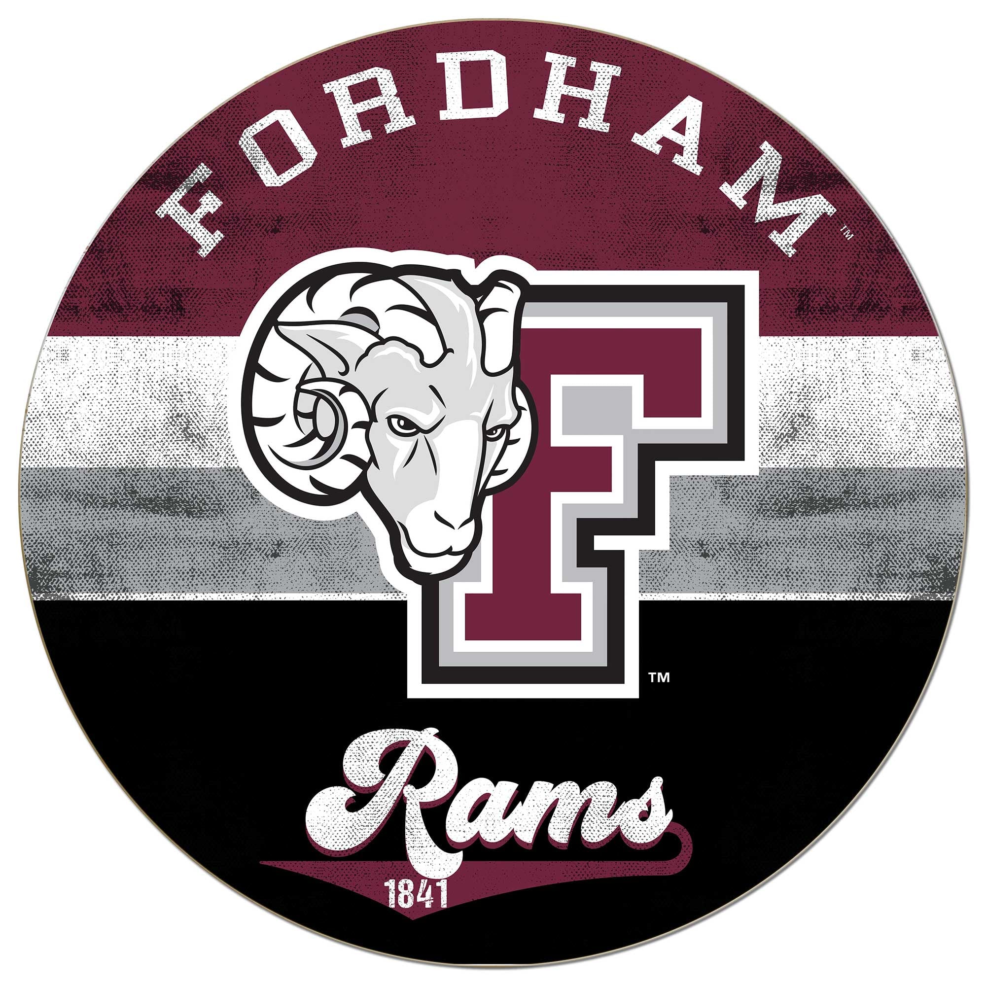 Fordham Rams 20'' x 20'' Retro Logo Circle Sign