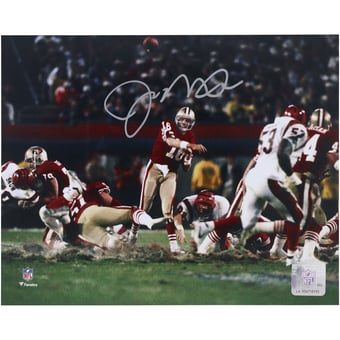 Joe Montana San Francisco 49ers Autographed 8" x 10" Throwing vs. Bengals Photograph