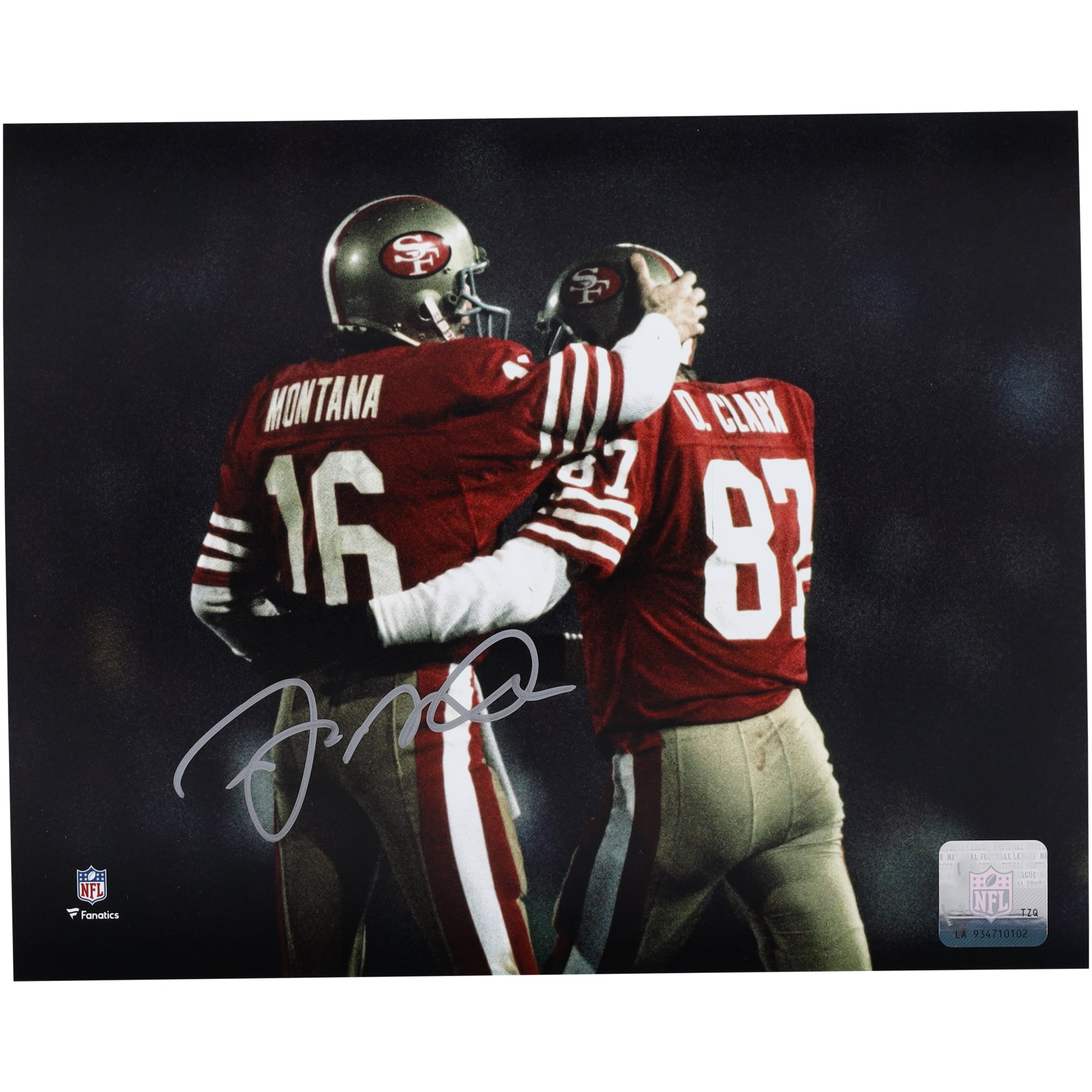 Joe Montana San Francisco 49ers Autographed 8" x 10" with Dwight Clark Photograph