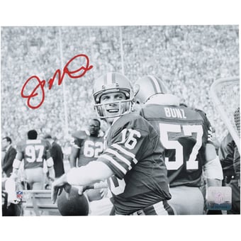 Joe Montana San Francisco 49ers Autographed 8" x 10" Black & White Warm Up Photograph