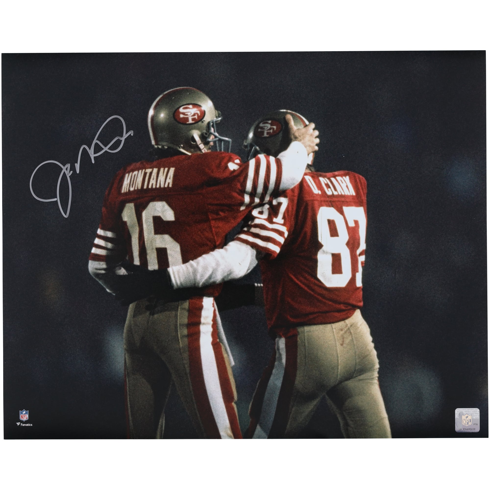 Joe Montana San Francisco 49ers Autographed 16" x 20" with Dwight Clark Photograph