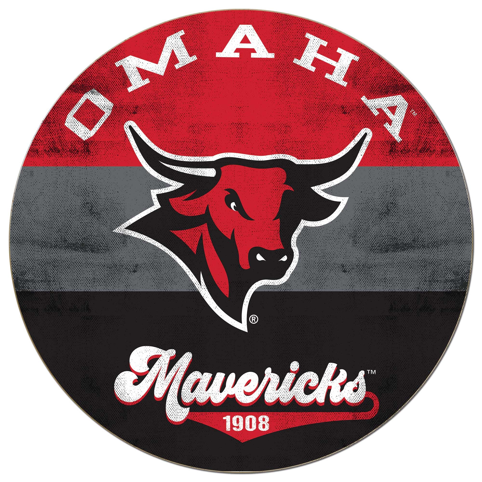 Nebraska Omaha Mavericks 20'' x 20'' Retro Logo Circle Sign