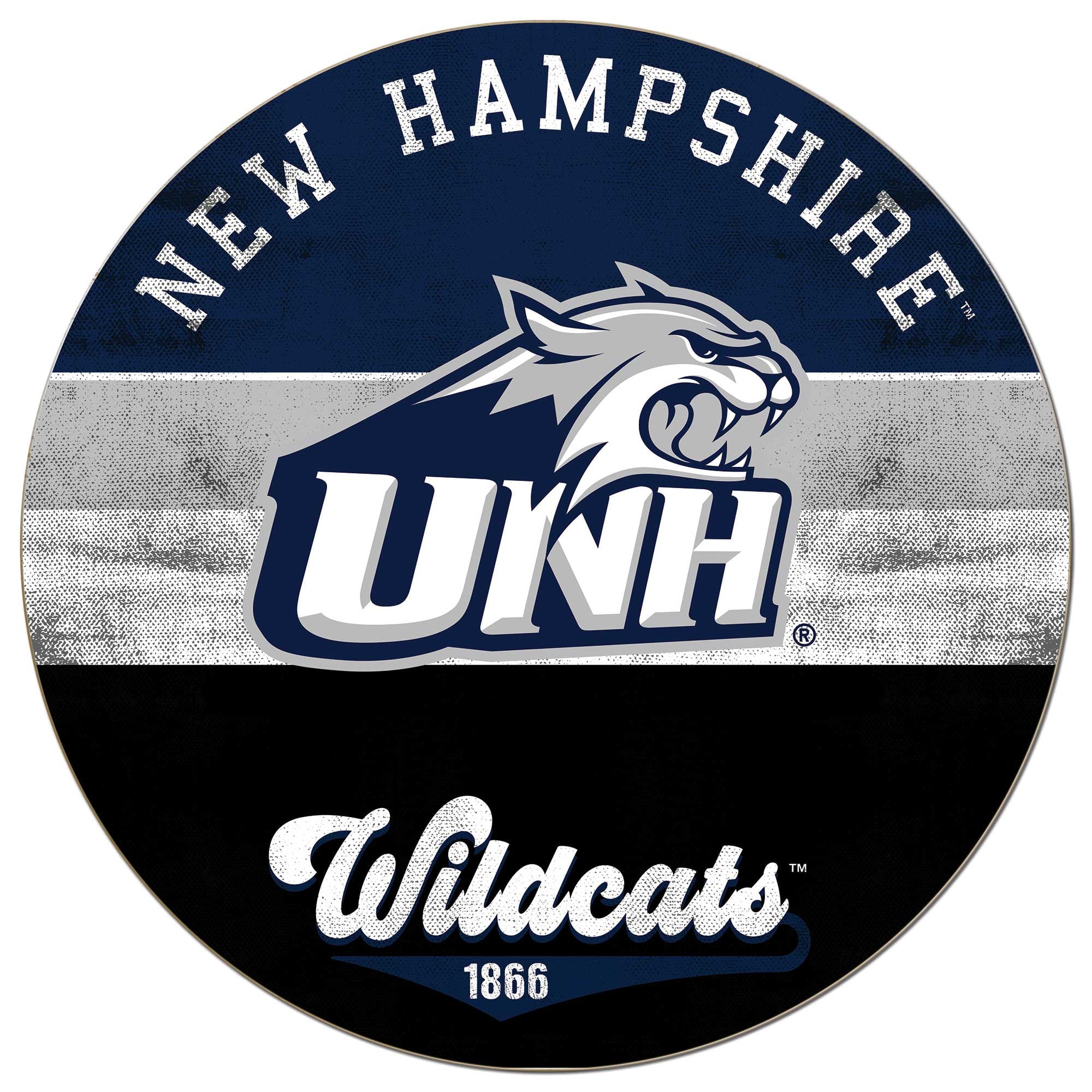New Hampshire Wildcats 20'' x 20'' Retro Logo Circle Sign