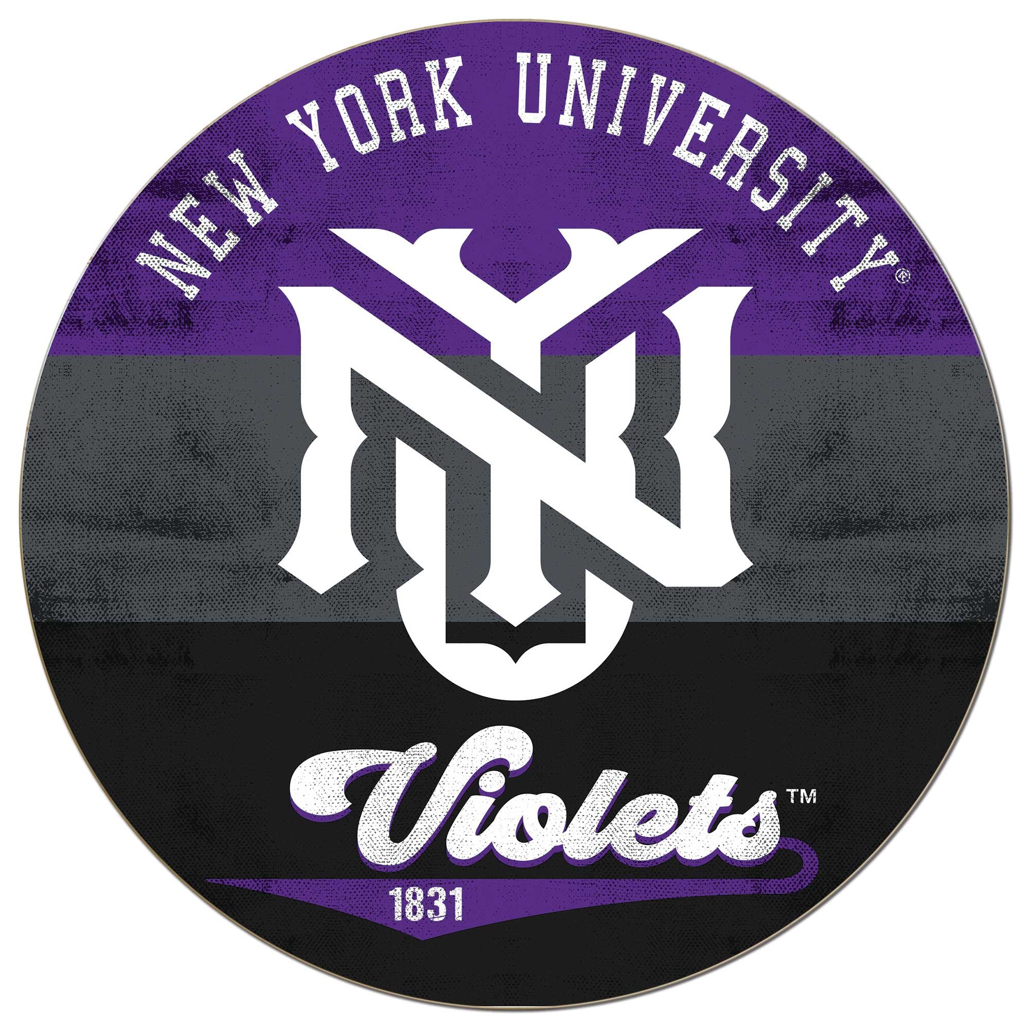 NYU Violets 20'' x 20'' Retro Logo Circle Sign