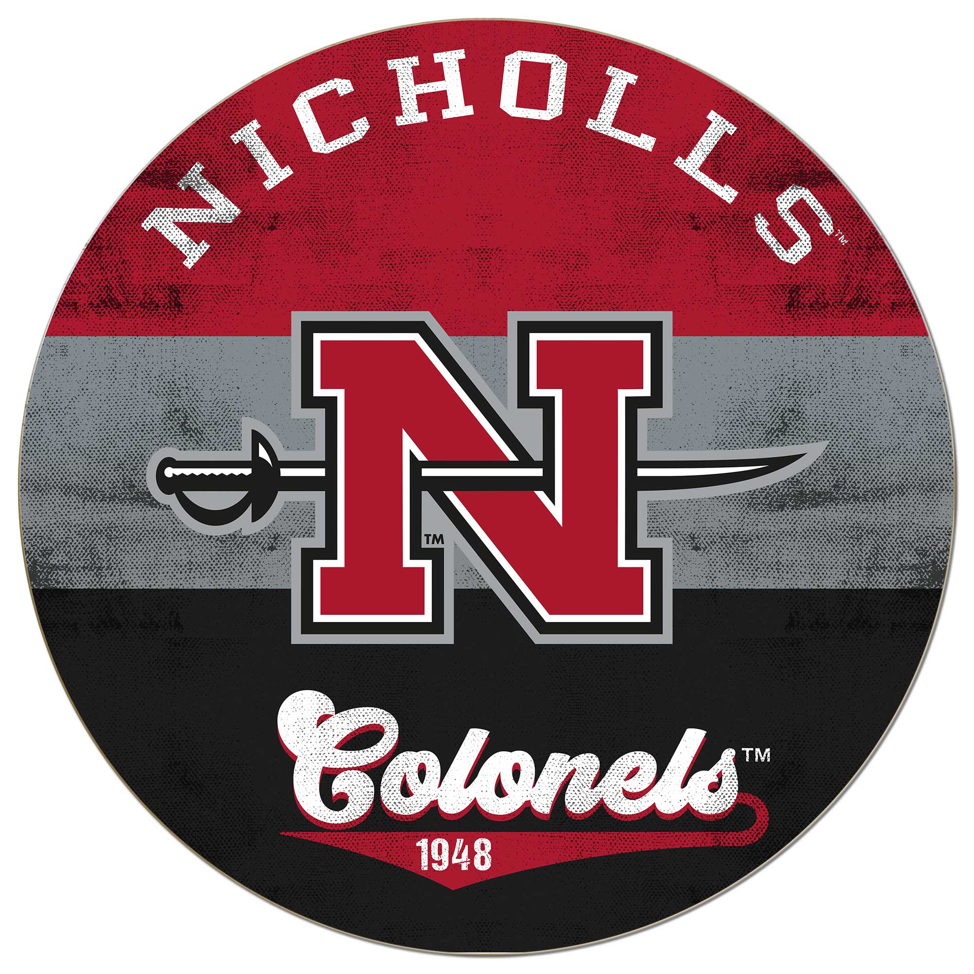 Nicholls State Colonels 20'' x 20'' Retro Logo Circle Sign