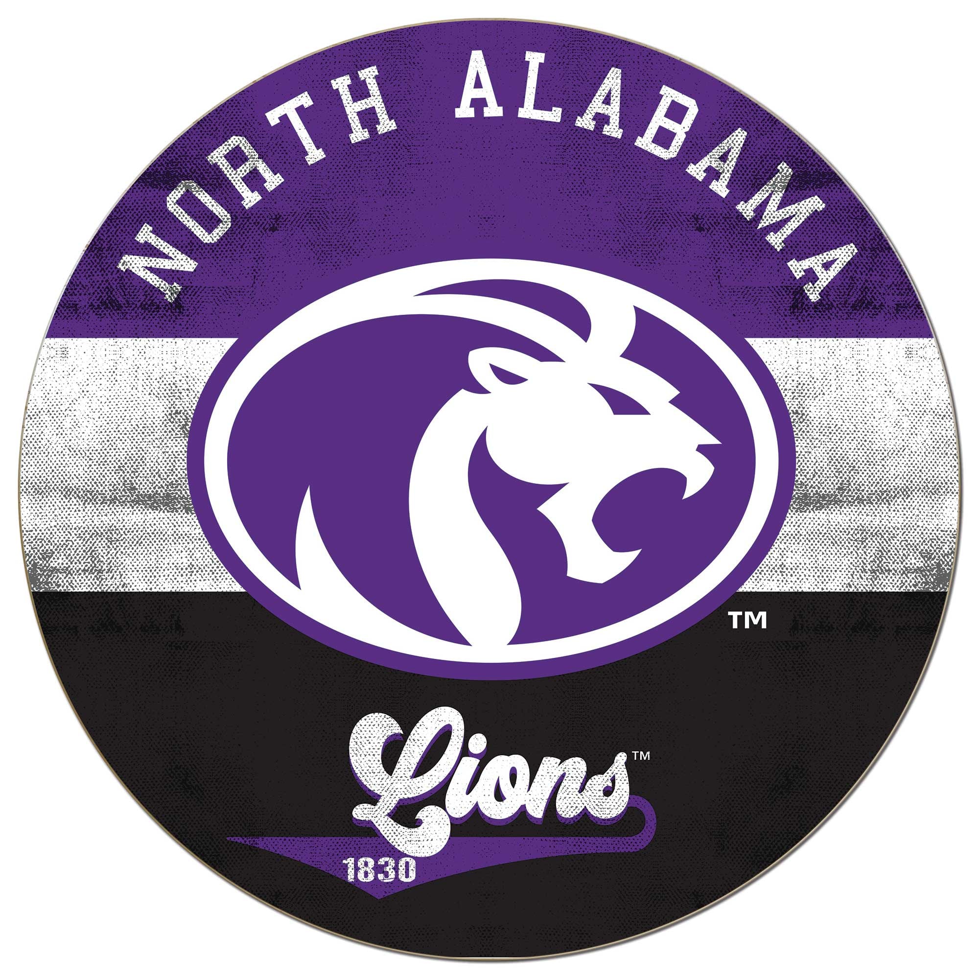 North Alabama Lions 20'' x 20'' Retro Logo Circle Sign